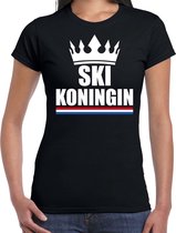 Zwart Ski koningin apres ski shirt met kroon dames - Sport / hobby kleding S
