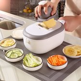 Creactive® Groentesnijder met Vergiet en Kom– Uiensnijder – Mandoline Roestvrij Staal – 11 delig – Keukensnijder – Groentehakker – Multifunctioneel – Frietsnijder – Handmatig – Blauw