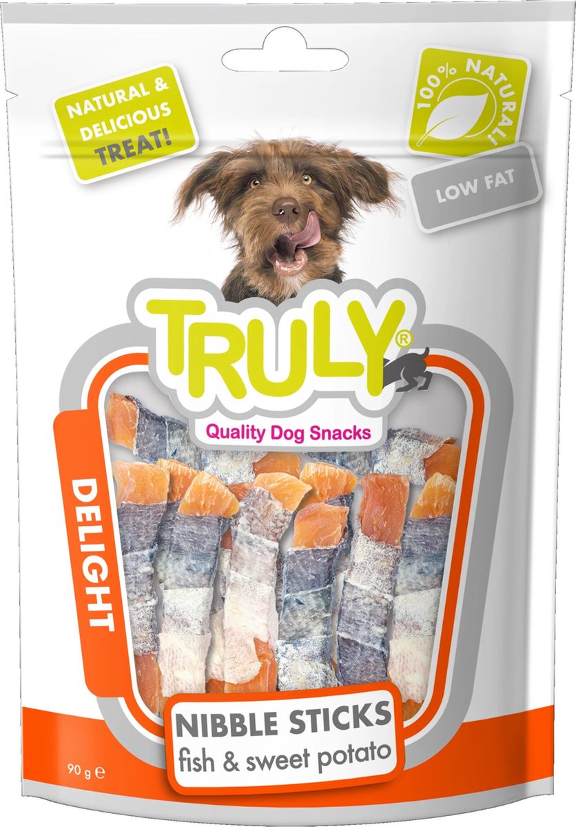 Truly - Nibble Sticks Fish & Sweet Potato 90g - Hondensnack - Voordeelbundel 3 stuks