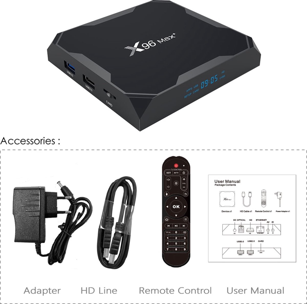 Vontar Amlogic S905X3 8K UHD IPTV Box | Android 9.0 | 4Gb + 32GB | Wifi | Opties: IPTV 1 jaar abonnement los | Mediastreamer / Mediaplayer