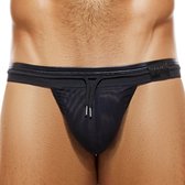 Modus Vivendi - Latex T-String Mesh Zwart - Maat XL - Heren String - Latex Look - Ondergoed voor mannen