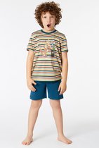 Woody pyjama jongens/heren - multicolor gestreept - mandrill aap - 221-1-PUS-S/929 - maat S