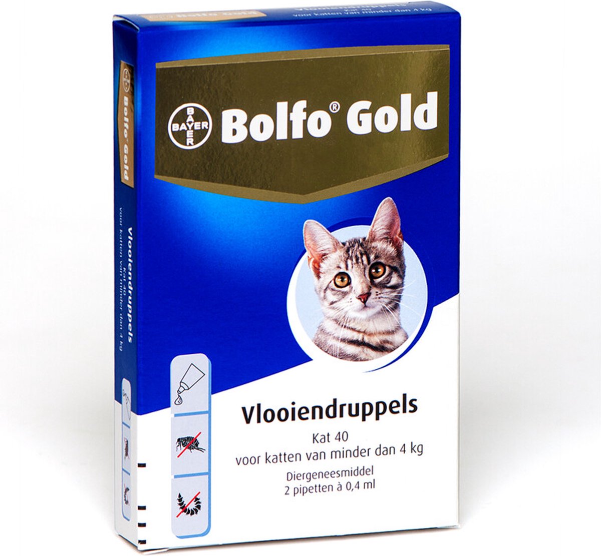 Bolfo Gold 40 Anti Vlooienmiddel – Kat – 0 Tot 4 Kg – 2 Pipetten