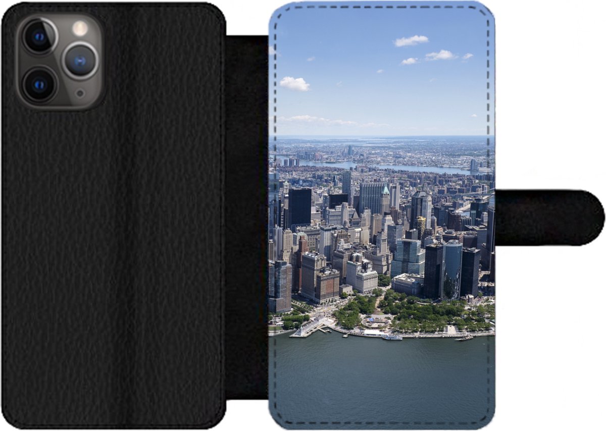 Telefoonhoesje Geschikt voor iPhone 11 Pro Max telefoonhoesje - New York - USA - Skyline - Met vakjes - Wallet case met magneetsluiting