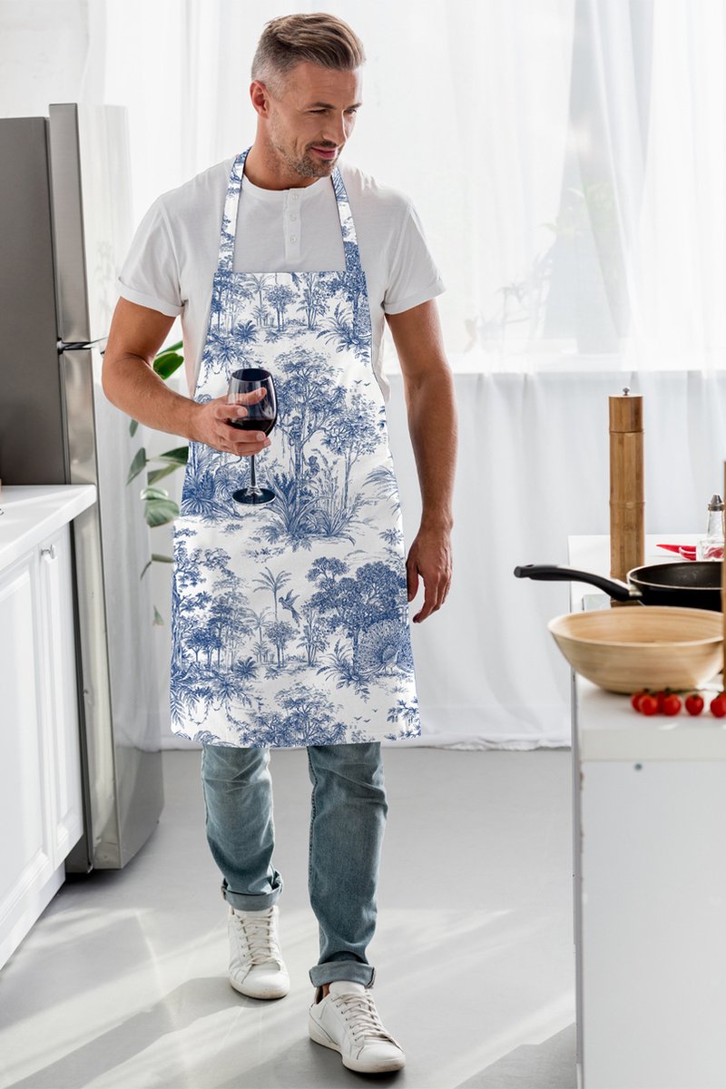 Zijou Keukenshort Blauwe bossen - linnen stof 80x70 cm