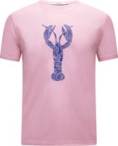 Hommard T-Shirt Pink met grote Blauwe Paisley Lobster XX-Large