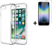 iPhone SE 2022 Hoesje - iPhone SE 2022 Screenprotector - Siliconen - iPhone SE 2022 Hoes Transparant Case + Tempered Glass