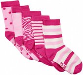 sokken met print meisjes katoen donkerroze 5 paar mt 31-34