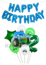 Tractor ballonnen set verjaardag 2 jaar - Happy Birthday letters - 20 delig