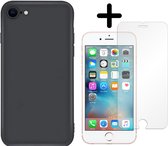 Fooniq Silicone Hoesje Zwart + Screenprotector - Geschikt Voor Apple iPhone 7/8/SE 2020