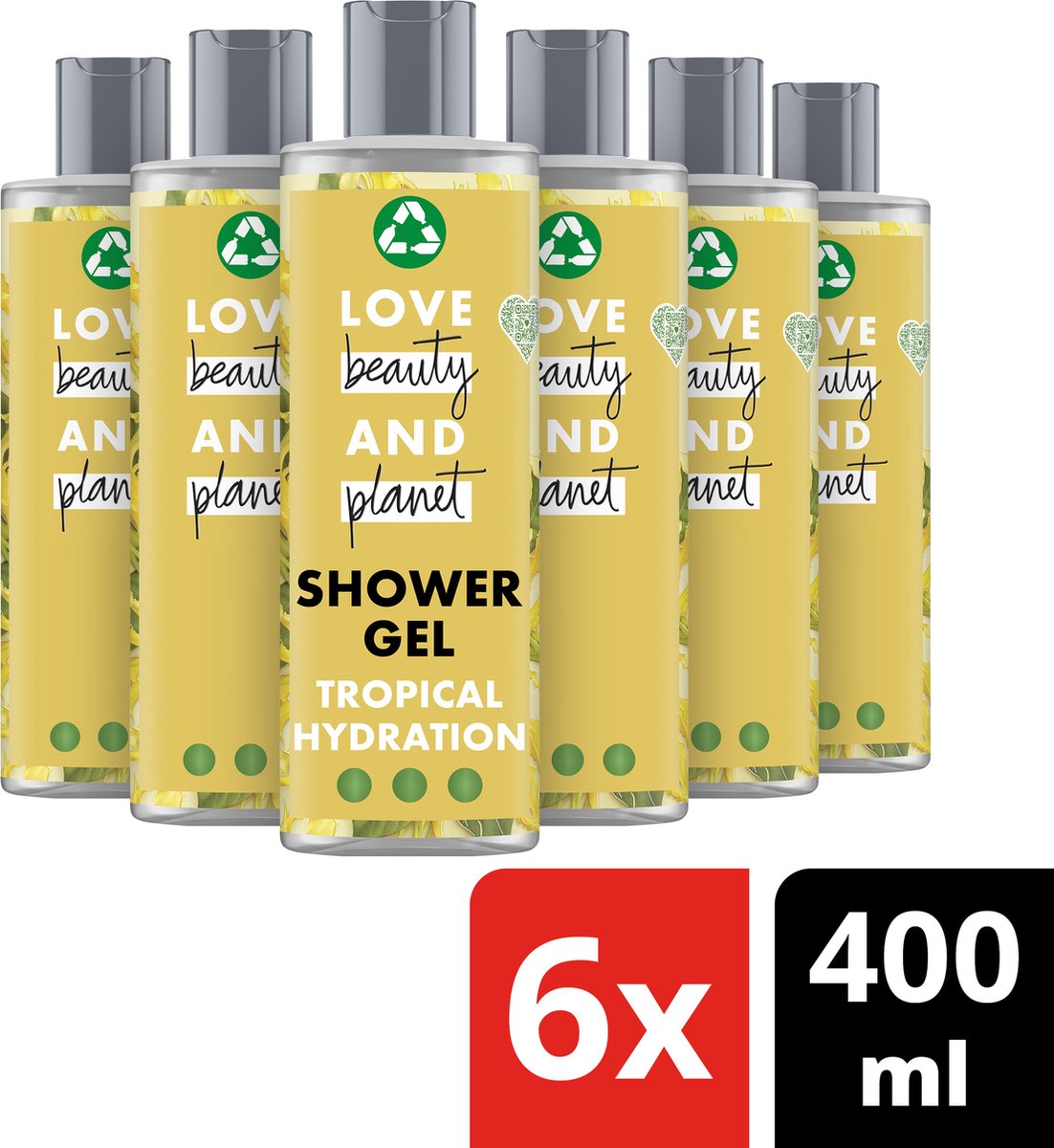 Love Beauty and Planet Coconut & Ylang Ylang Tropical Hydration Showergel - 6 x 400 ml - Voordeelverpakking