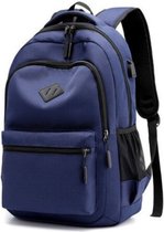 Schoolrugzak - Unisex - Rugzak - Waterafstotend - Met USB-poort - Nylon - Donkerblauw