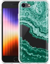 iPhone SE 2022 Hoesje Turquoise Marble Art - Designed by Cazy