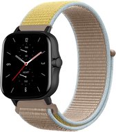 Nylon Smartwatch bandje - Geschikt voor  Amazfit GTS 2 nylon band - camel - Strap-it Horlogeband / Polsband / Armband