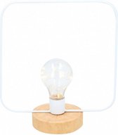 decoratielamp LED vierkant 21 x 21 cm hout/staal wit
