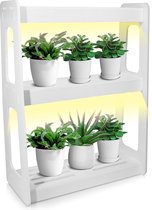 Kweekbak met LED Groeilamp - Indoor Moestuinbak met 2 Trays - Kweeklamp voor Planten - LED Full Spectrum - Groeilamp - Wit Licht - Stijlvol Design