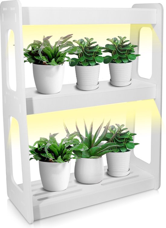 Uit Detector Invloedrijk Kweekbak met LED Groeilamp - Indoor Moestuinbak met 2 Trays - Kweeklamp  voor Planten -... | bol.com