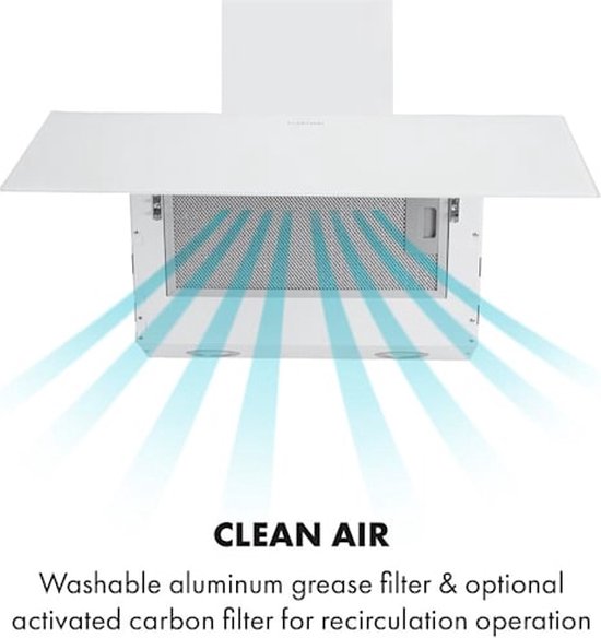 Klarstein Inbouwafzuigkap 90 Cm, Afzuigkap Met Filter Afzuigkap Van Aluminium Vaatwasmachinebestendig Inbouwkap Met Luchtstroom 305 M%c2%b3 H Led Afzuigkap Met Touch Control