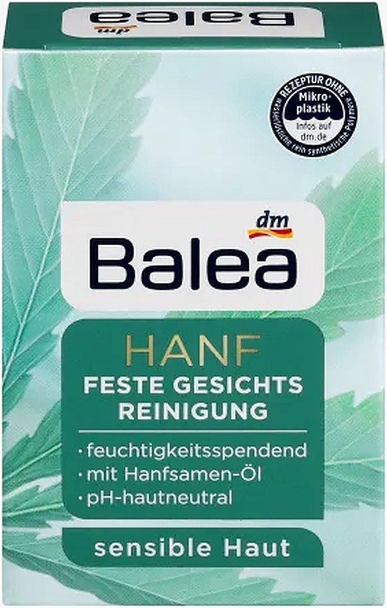 Balea gezichtsreiniging - Hennep - Gevoelige huid - pH neutraal - dermatologisch getest - 100% pure geperste hennepzaadolie - reiniging bar