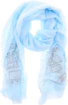 Sjaal met Skulls Glitter - Zijde en Katoen - 180x80 cm - Blauw
