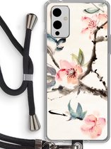Case Company® - OnePlus 9 hoesje met Koord - Japanse bloemen - Telefoonhoesje met Zwart Koord - Bescherming aan alle Kanten en Over de Schermrand