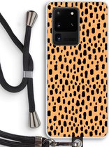 Case Company® - Samsung Galaxy S20 Ultra hoesje met Koord - Panter - Telefoonhoesje met Zwart Koord - Bescherming aan alle Kanten en Over de Schermrand