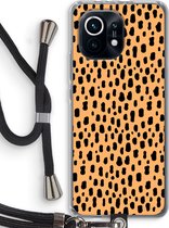 Case Company® - Xiaomi Mi 11 hoesje met Koord - Panter - Telefoonhoesje met Zwart Koord - Bescherming aan alle Kanten en Over de Schermrand