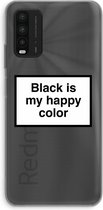 Case Company® - Xiaomi Redmi 9T hoesje - Black is my happy color - Soft Cover Telefoonhoesje - Bescherming aan alle Kanten en Schermrand