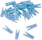 miniwasknijpers 2,5 cm hout blauw 24 stuks