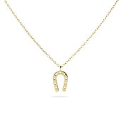 Gisser Jewels - Collier VGN013 - Or jaune 14 kt - avec pendentif en fer à cheval (8 mm de long) - 42 + 3 cm