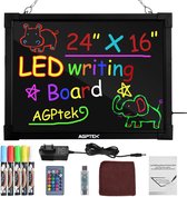 Cindaim AGPTEK 60 cm × 40 cm - LED schrijfbord - verlichte wisbare armatuur bord - met afstandsbediening - prachtig lichtgevend schild - voor restaurants - bruiloft - kerst - etala
