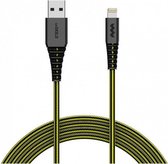 laadkabel USB-A/Lightning 1,5 m nylon zwart/geel
