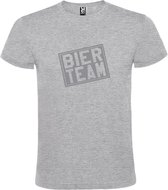 Grijs  T shirt met  print van "Bier team " print Zilver size XXXL