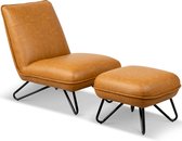 Lanterfant® Loungeset Jeroen - Incl. voetenbank - Vegan Leather - Cognac