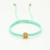 Armband Smiley Color mintgroen - Sunset Fashion - Armband - One size - Goud/Mintgroen