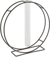 vaasje reageerbuis Rolin 17 x 5 cm glas/staal zwart
