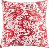 kussen Joan 45 x 45 cm polyester/nylon wit/rood