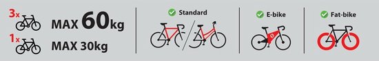 Nordrive Asura 3, fietsendrager voor trekhaak - 3 fietsen - Inklapbaar - Electrische fietsen van Merkloos — afbeelding 3