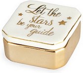 ringhouder Stars 13 x 18 cm porselein wit/goud