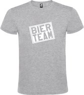 Grijs  T shirt met  print van "Bier team " print Wit size XL