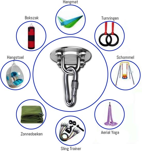 BeneLabel Wood/Concrete Ceiling Hanger, Hammock, Swing, Suspension, Hardware, Oval Holder Set for Indoor and Outdoor, Playground, Chair, Yoga, Rope BeneLabel Wood/Concrete Ceiling Hanger, Hammock, Swing, Suspension, Hardware, Oval Holder Set for Indoor and Outdoor, Playground, Chair, Yoga, Rope