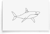 Walljar - Shark Line Art - Dieren poster