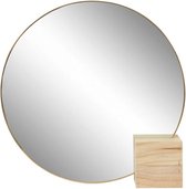 spiegel met steun 40 x 40 cm staal/hout lichtbruin