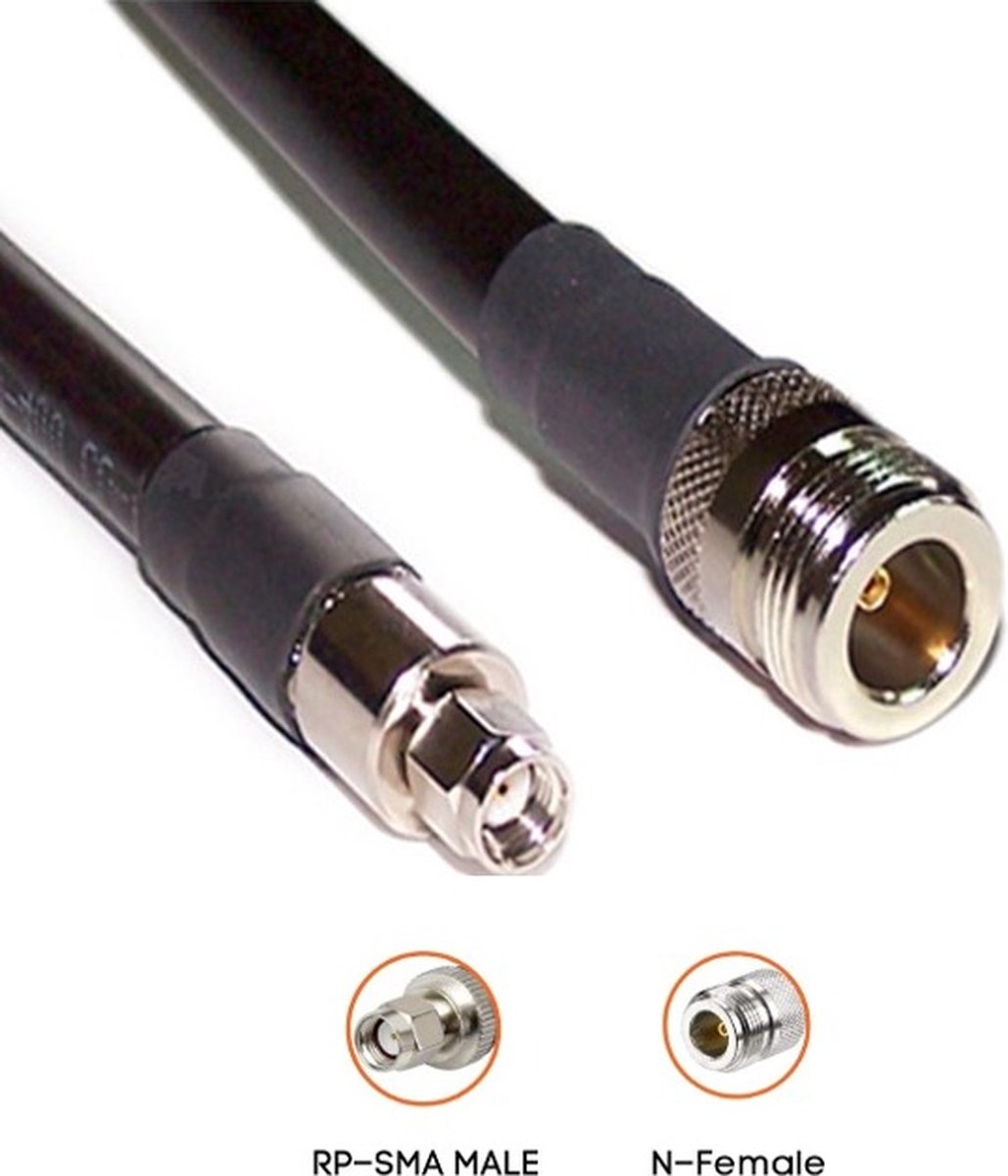 3 meter LMR 400 kabel- Low Loss kabel - LMR-400 - Helium antenne kabel - RP SMA male naar N female - Coax - outdoor helium kabel - SignalPlus