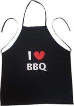 Barbecue schort - BBQ - Barbecueschorten - Keuken - Grappig - I love BBQ - Zwart - 80cm