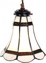 LumiLamp Lampes à suspension Tiffany Ø 15x115 cm Blanc Marron Verre Métal Lampe de table à manger