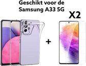 samsung galaxy A33 5G hoesje siliconen transparant + 2x screen protector-samsung a33 hoesje back cover doorzichtig + 2x tempert glass protectie