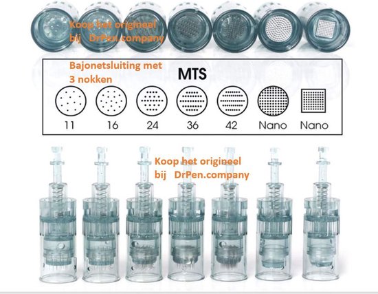 3 Cartridges microneedling 16 naalden Dermapen Dr.Pen alleen model  M8  i.v.m. 3 punts bajonet