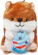 Hamster met Cupcake (Bruin) Pluche Knuffel 30 cm {Speelgoed Knuffeldier voor kinderen jongens meisjes | Animal Plush Toy | Dieren Cup Cake Hamsteren Knuffeltje}