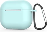 Jumada's "Geschikt" voor Apple Airpods hoesje - Geschikt voor Airpods 3 - Softcase - Licht blauw - Beschermhoesje - Met clip